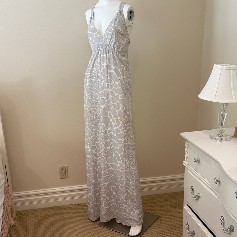 Armani Exchange White and Gray Maxi Dress